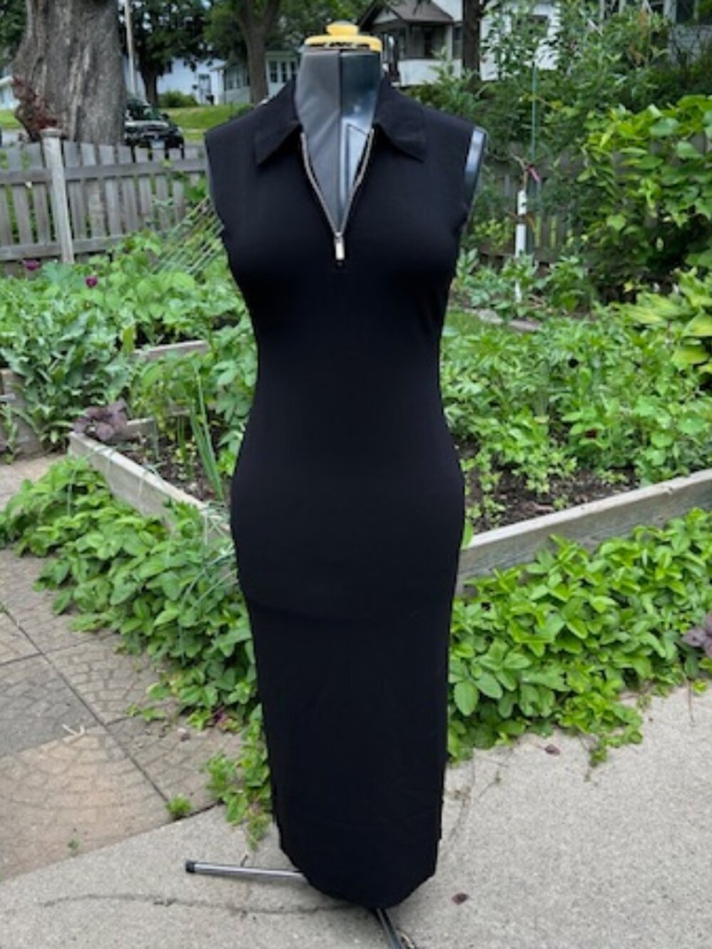 MANGO Sleeveless Long Black Zip Front Dress M US 6
